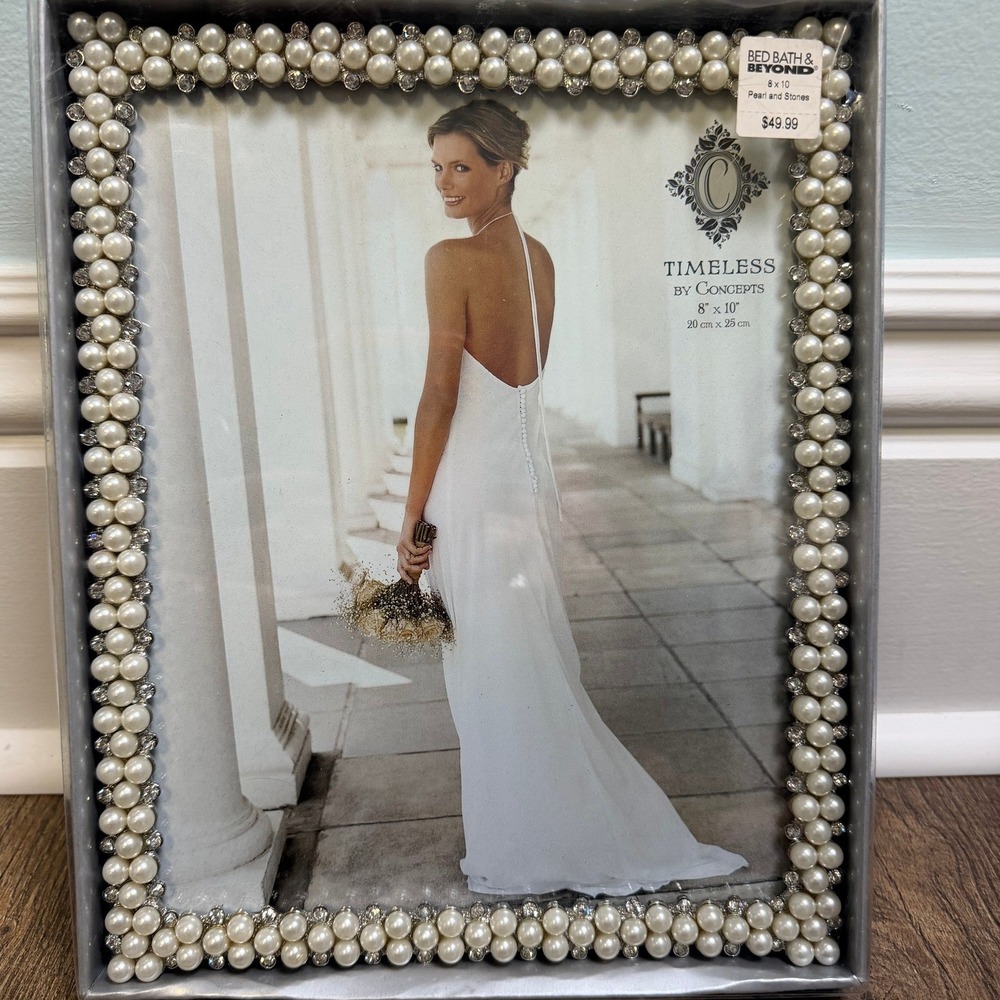 Timeless by Concepts Pearl Rhinestone 8x10 Photo Frame Wedding Bridal NWT